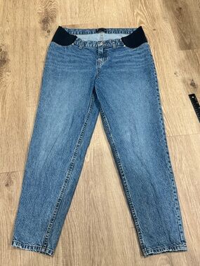 ASOS Maternity Straight-Leg Blue Maternity Jeans with Black Waistband